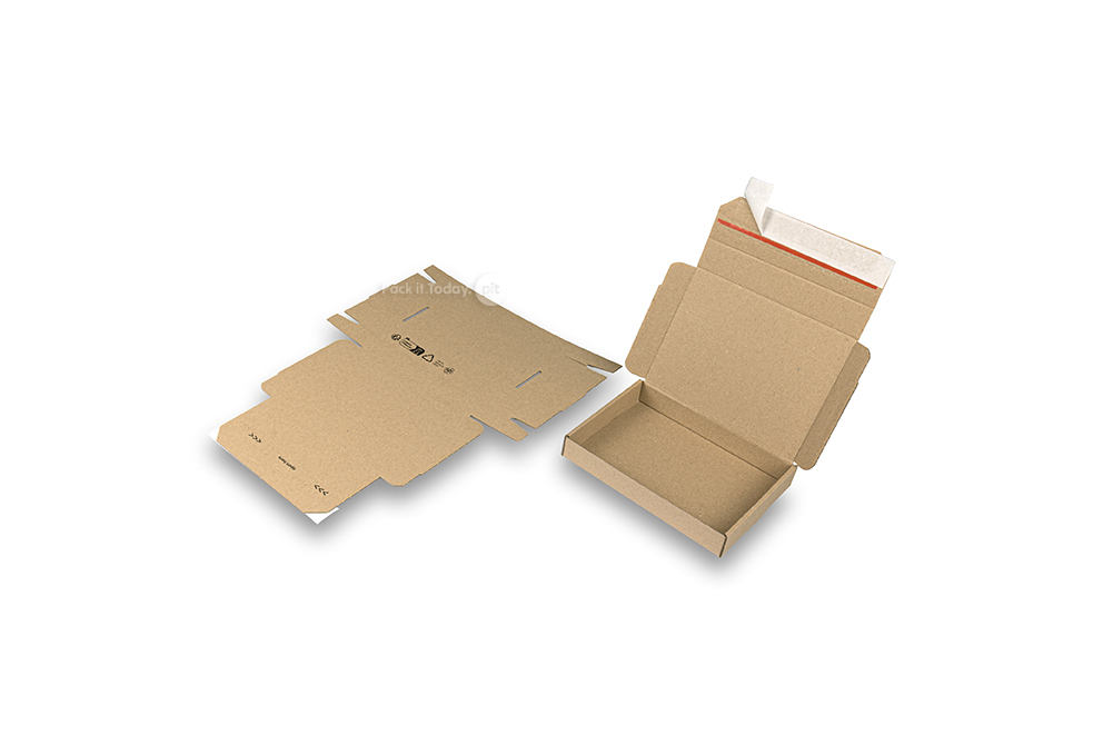 Boîte postale pliante extra-plate avec bande adhésive - 160 x 120 x 25 mm (A6), marron