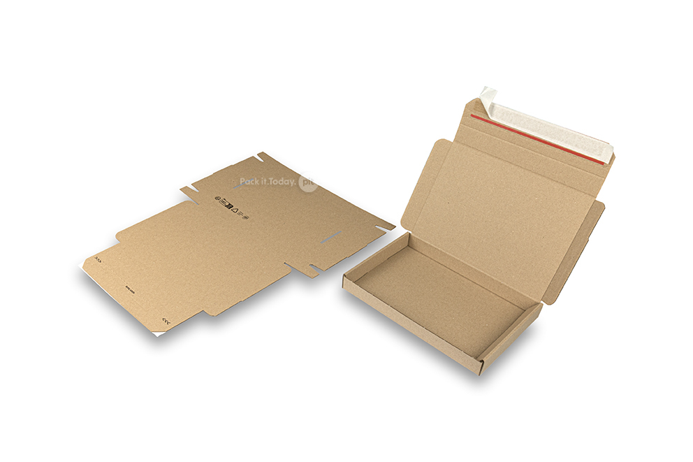Boîte postale pliante extra-plate avec bande adhésive - 230 x 160 x 25 mm (A5), marron
