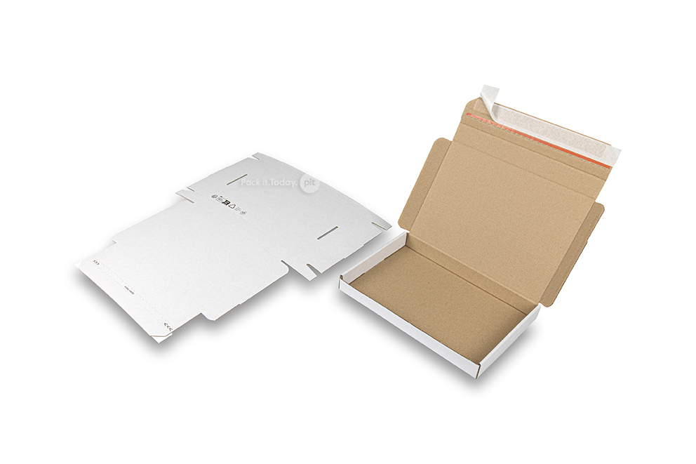 Postdozen met bovenklep en stripsluiting - 230 x 160 x 25 mm (A5), wit