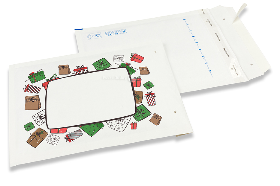 Witte kerst luchtkussen enveloppen - Cadeaus