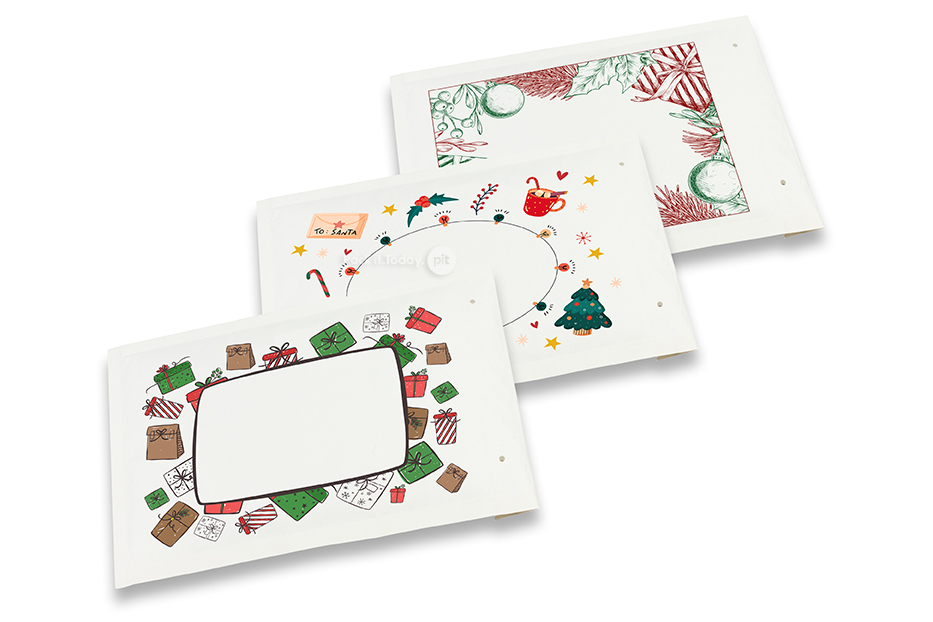 Witte kerst luchtkussen enveloppen