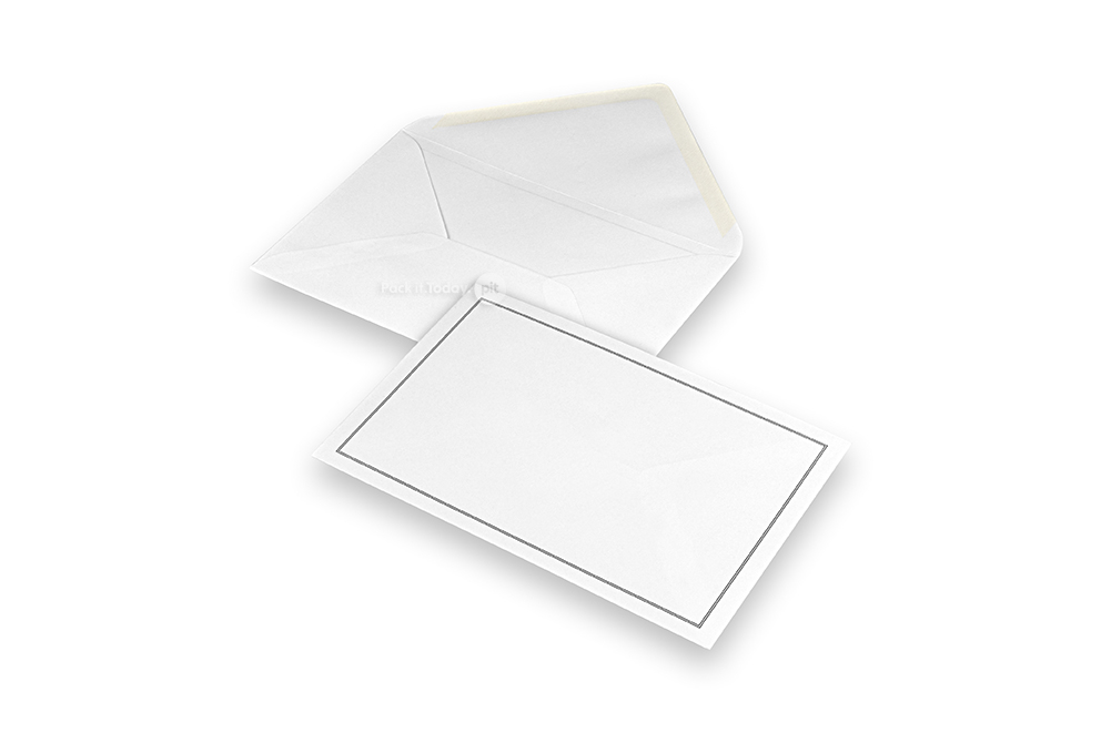 Enveloppes pour faire-part de décès - Blanc + Double bordure, 120 x 185 mm